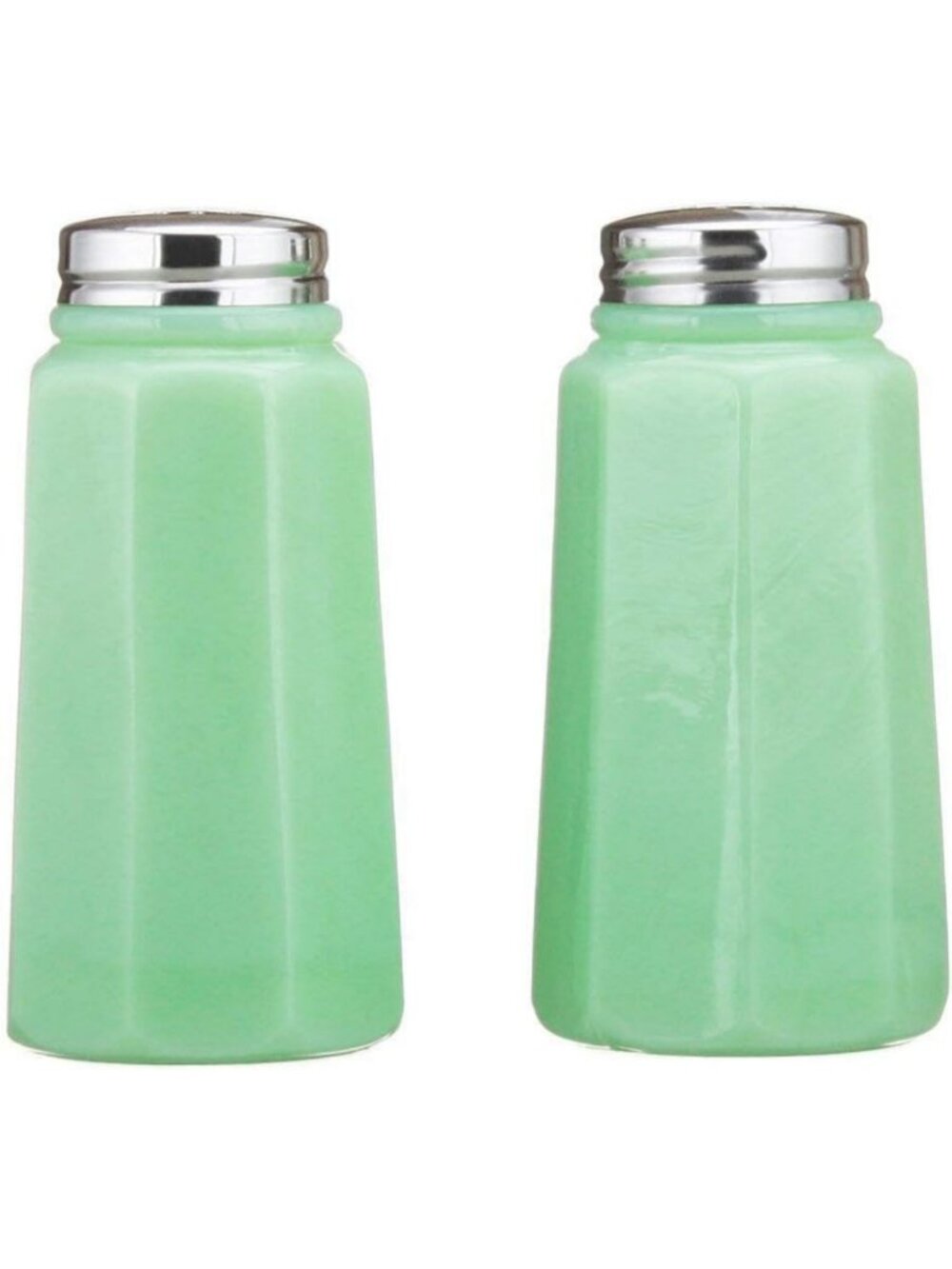 Stylish Paneled Salt & Pepper Shaker Set - American Made Jade Glass Decor